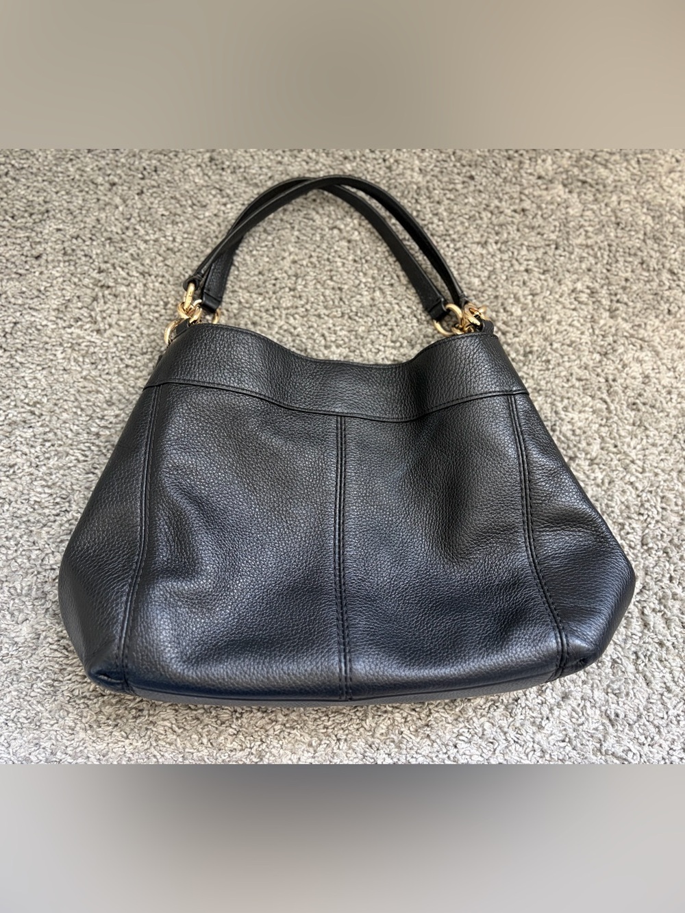 Coach Black Pebble Leather Hobo Shoulder Bag with Gold Hardware - Picture 2 of 11
